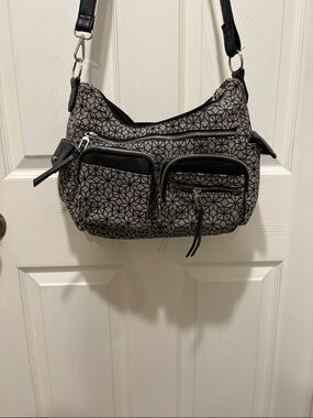 Source Unknown Black and Gray Geometric Shoulder Bag